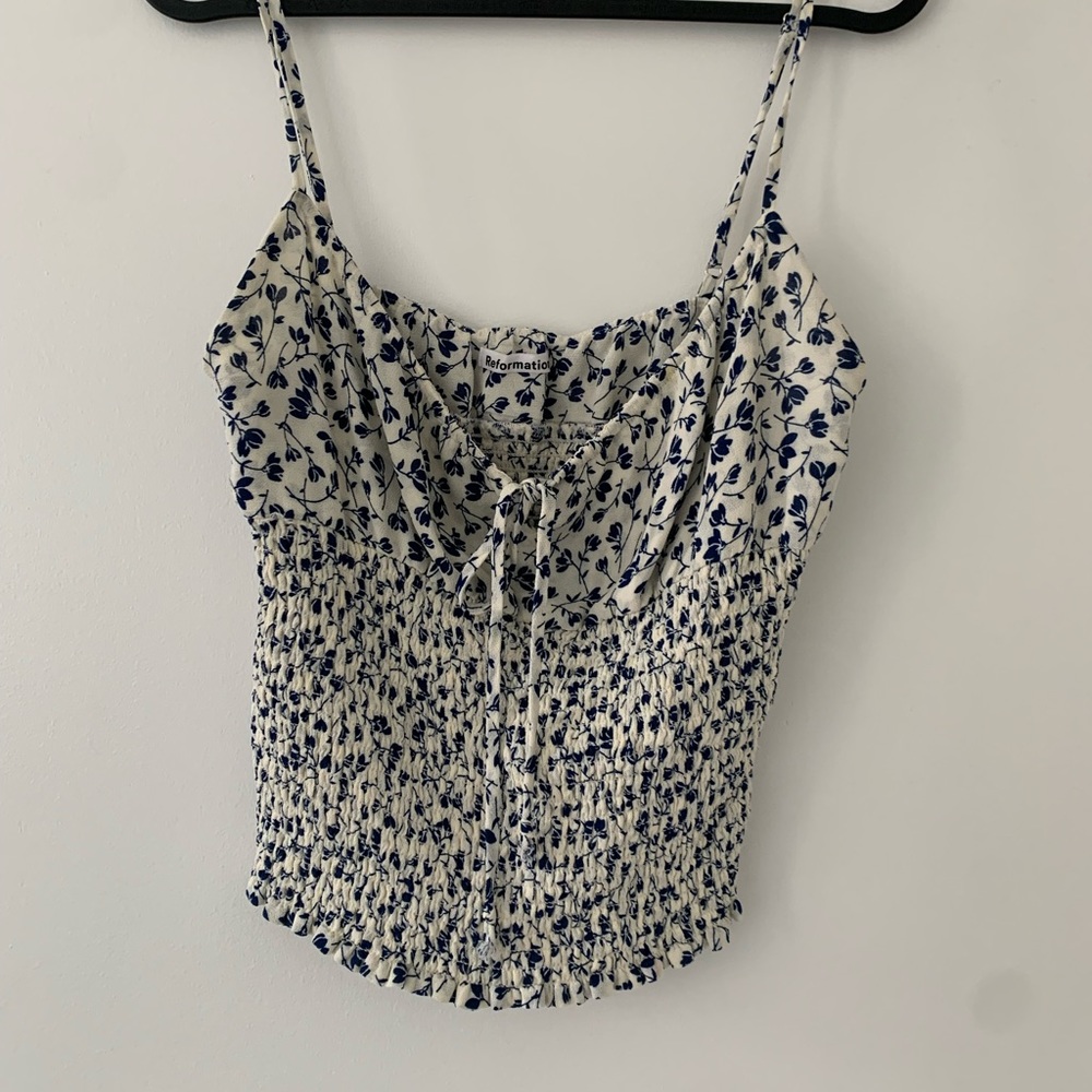 Blue and white tank